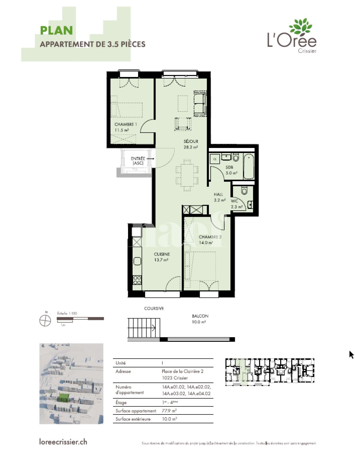 À louer : Appartement 3.5 Pieces Crissier - Ref : 223735.4002 | Naef Immobilier