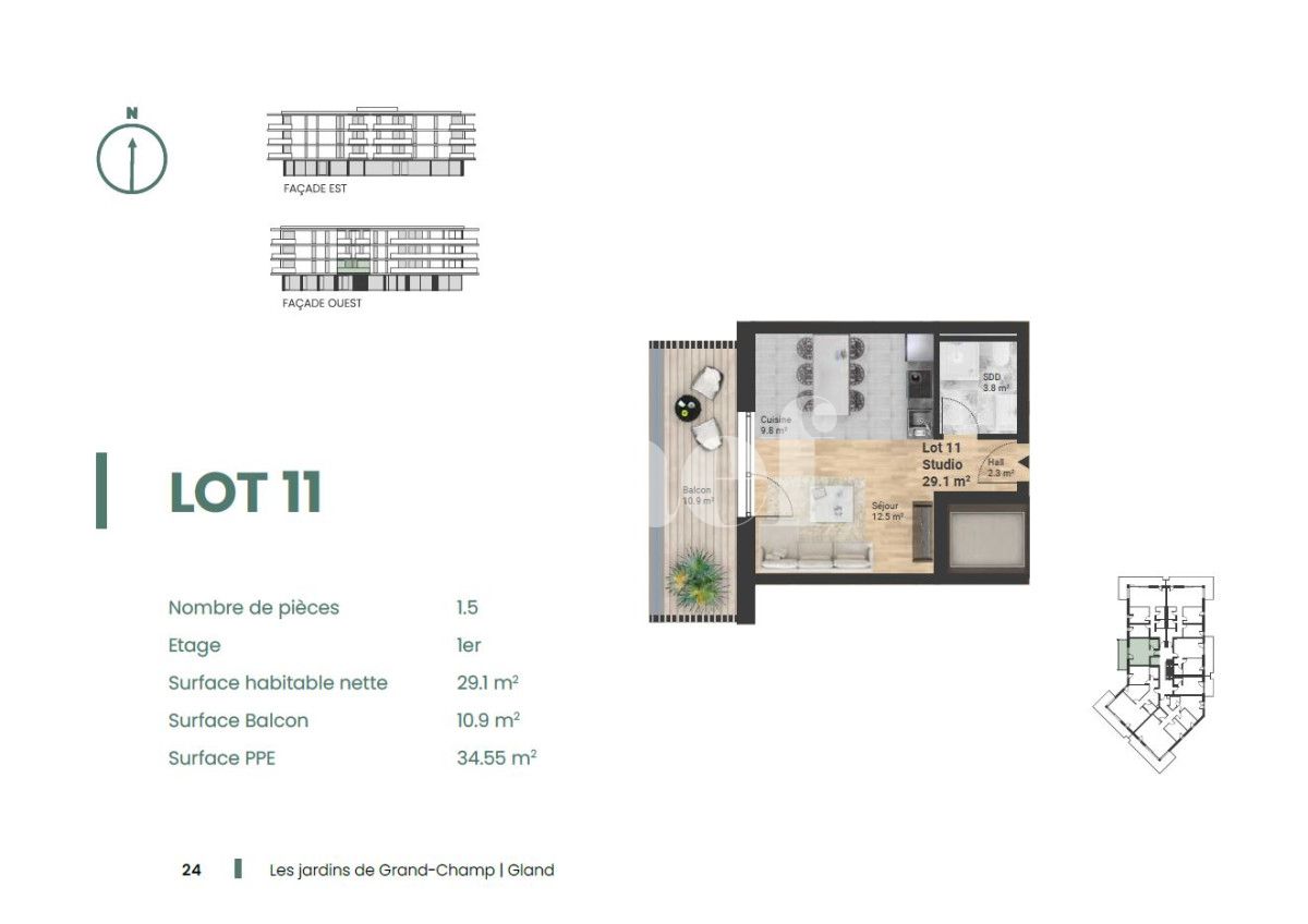 À louer : Appartement 1 Pieces Gland - Ref : EC.38766 | Naef Immobilier