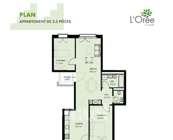 À louer : Appartement 3.5 Pieces Crissier - Ref : 223735.4002 | Naef Immobilier