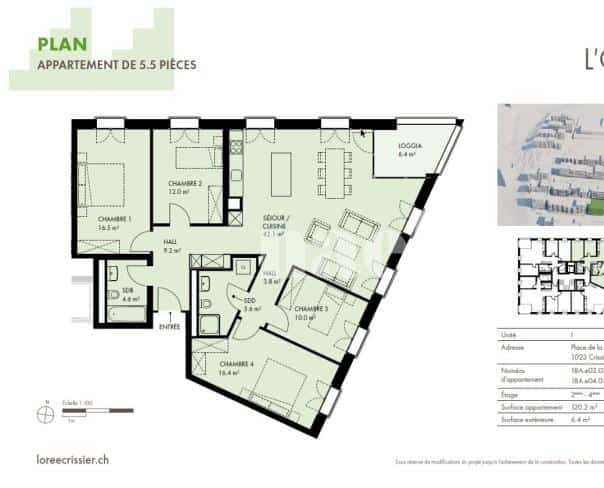 À louer : Appartement 5.5 Pieces Crissier - Ref : 223742.3003 | Naef Immobilier