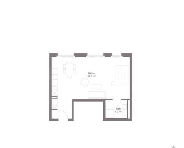 À louer : Appartement 1.5 Pieces Crissier - Ref : 224389.1005 | Naef Immobilier