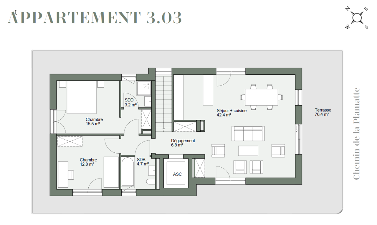 À vendre : Appartement 2 chambres Plan-les-Ouates - Ref : 3214 | Naef Immobilier