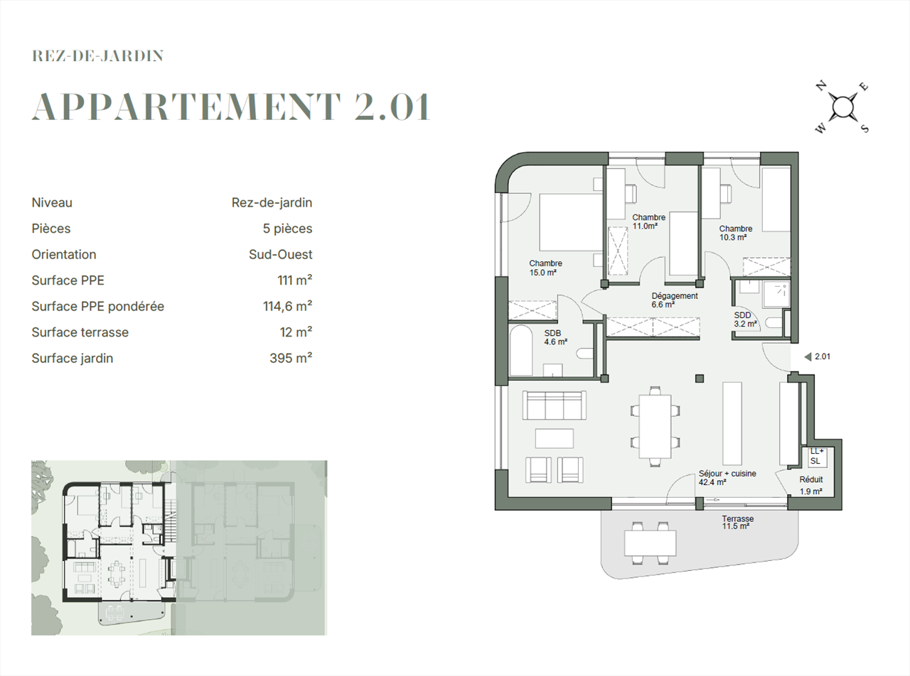 À vendre : Appartement 3 chambres Plan-les-Ouates - Ref : 3337 | Naef Immobilier