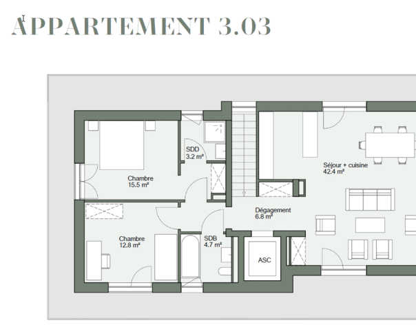 À vendre : Appartement 2 chambres Plan-les-Ouates - Ref : 3214 | Naef Immobilier