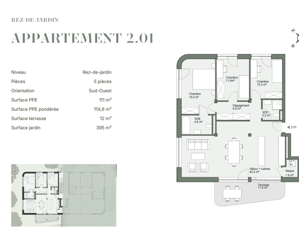 À vendre : Appartement 3 chambres Plan-les-Ouates - Ref : 3337 | Naef Immobilier